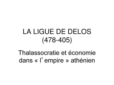Thalassocratie et économie dans « l’empire » athénien