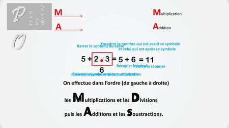 PO M Multiplication A Addition D M A S = = 11 6