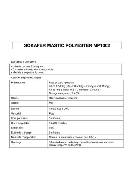 SOKAFER MASTIC POLYESTER MP1002