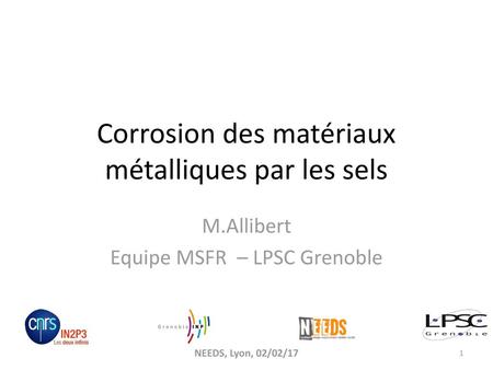 Corrosion des matériaux métalliques par les sels