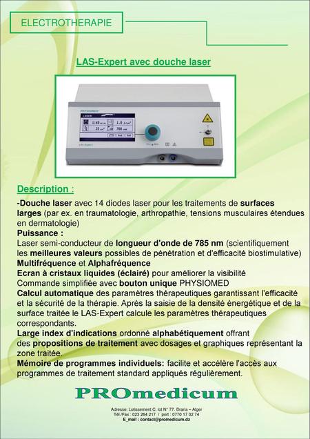 ELECTROTHERAPIE LAS-Expert avec douche laser Description :