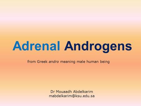 Adrenal Androgens -Dr Mouaadh Abdelkarim