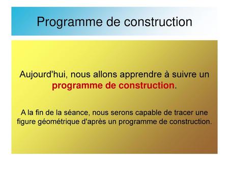 Programme de construction