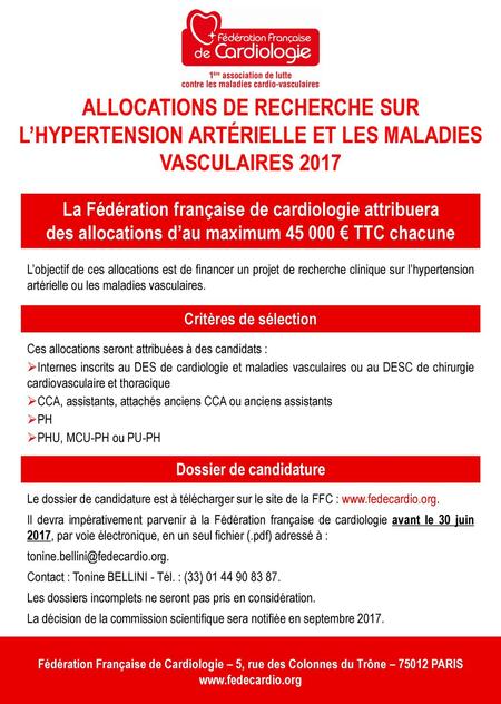 La Fédération française de cardiologie attribuera