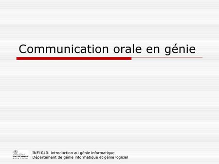 Communication orale en génie