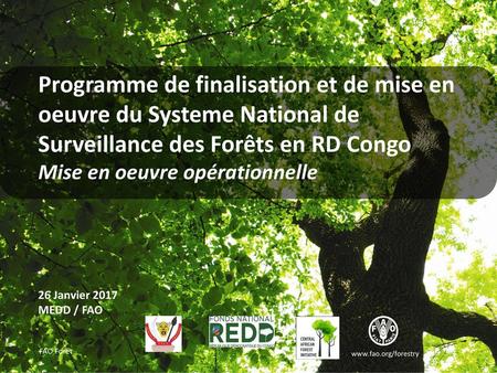 Programme de finalisation et de mise en oeuvre du Systeme National de Surveillance des Forêts en RD Congo Mise en oeuvre opérationnelle 26 Janvier 2017.