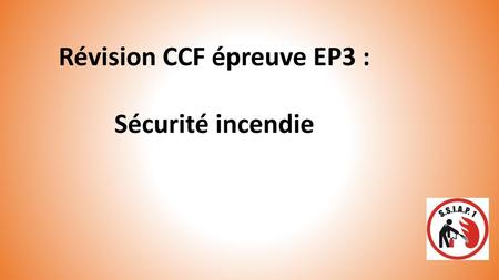 Révision CCF épreuve EP3 :