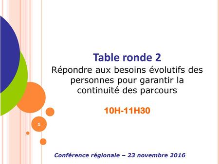 Conférence régionale – 23 novembre 2016