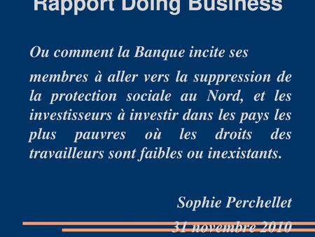 Rapport Doing Business