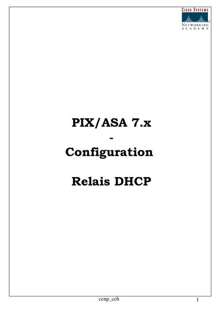 PIX/ASA 7.x - Configuration Relais DHCP