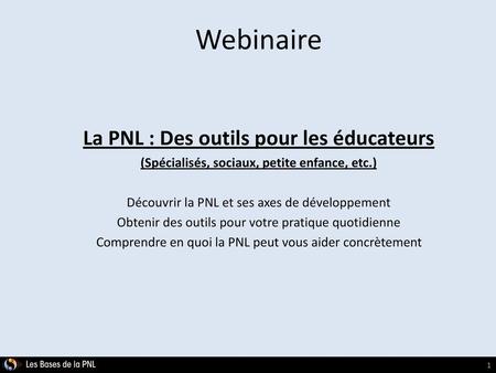 Webinaire La PNL : Des outils pour les éducateurs