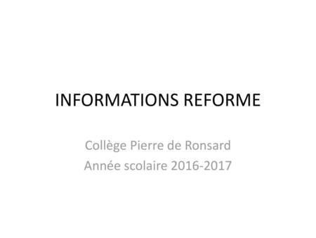 Collège Pierre de Ronsard Année scolaire