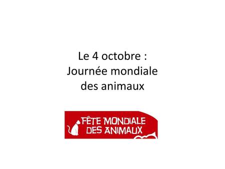 Le 4 octobre : Journée mondiale des animaux