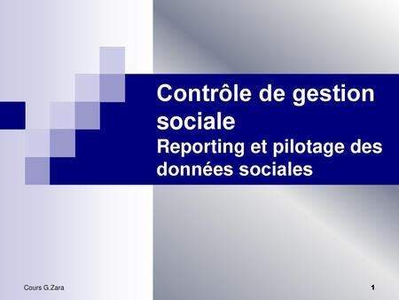 Contrôle de gestion sociale Reporting et pilotage des données sociales