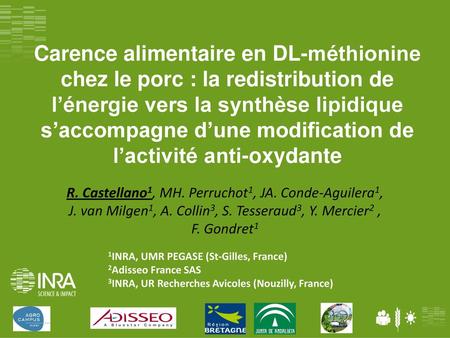 Carence alimentaire en DL-méthionine chez le porc : la redistribution de l’énergie vers la synthèse lipidique s’accompagne d’une modification de l’activité.