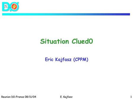 Situation Clued0 Eric Kajfasz (CPPM) Reunion D0-France 08/11/04