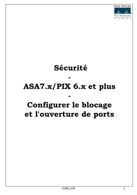 Sécurité - ASA7.x/PIX 6.x et plus