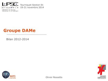 Groupe DAMe Bilan Tourniquet Section novembre 2014