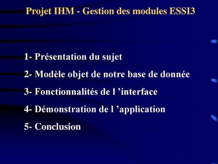 Projet IHM - Gestion des modules ESSI3