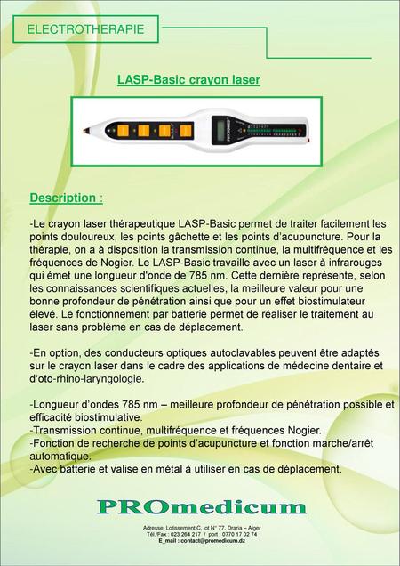 ELECTROTHERAPIE LASP-Basic crayon laser Description :