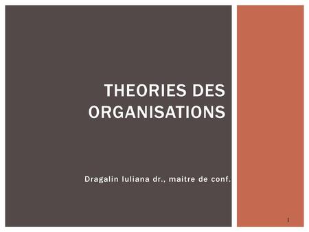 Theories des organisations