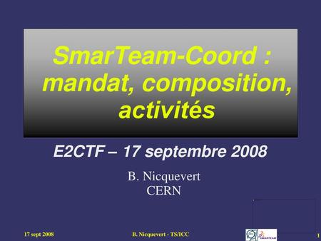 SmarTeam-Coord : mandat, composition, activités