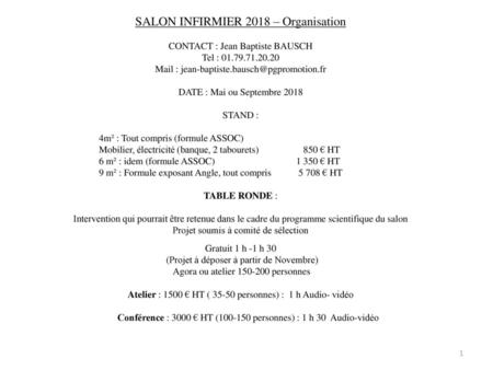 SALON INFIRMIER 2018 – Organisation