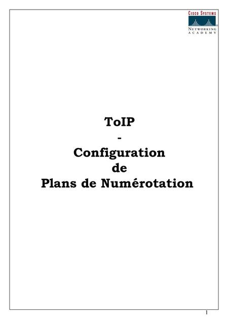 ToIP - Configuration de Plans de Numérotation.