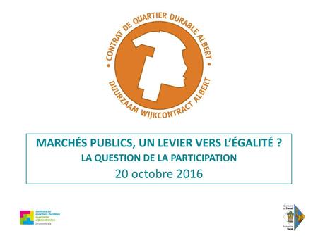 20 octobre 2016 Marchés publics, un levier vers l’égalité ?