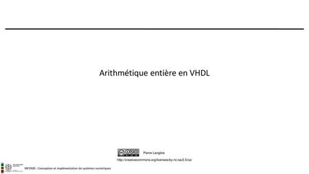 Arithmétique entière en VHDL