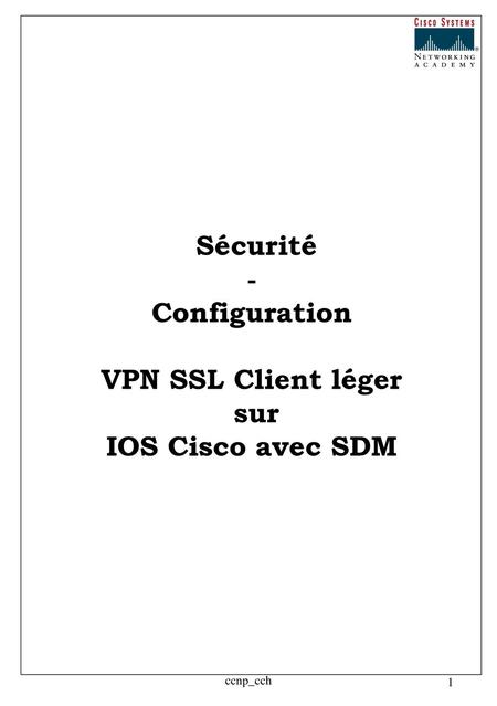 Sécurité - Configuration VPN SSL Client léger sur IOS Cisco avec SDM