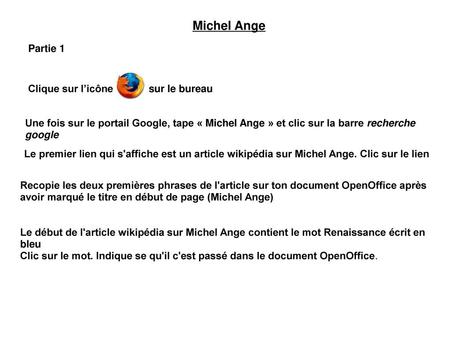 Michel Ange Partie 1 Clique sur l’icône sur le bureau