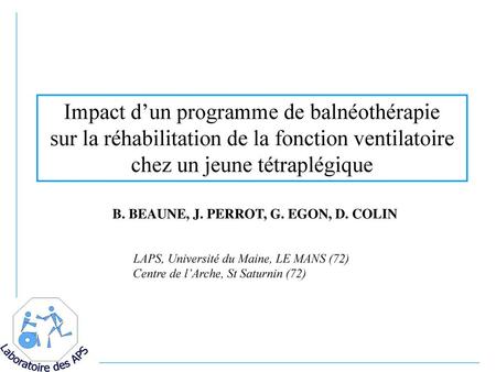 Impact d’un programme de balnéothérapie