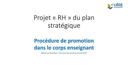 Projet « RH » du plan stratégique