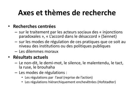 Axes et thèmes de recherche