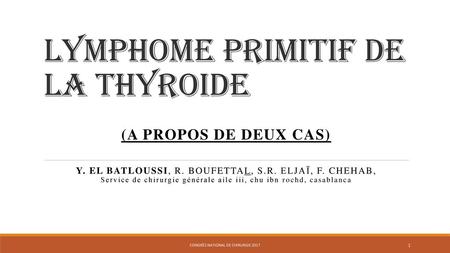 Lymphome primitif de la thyroide