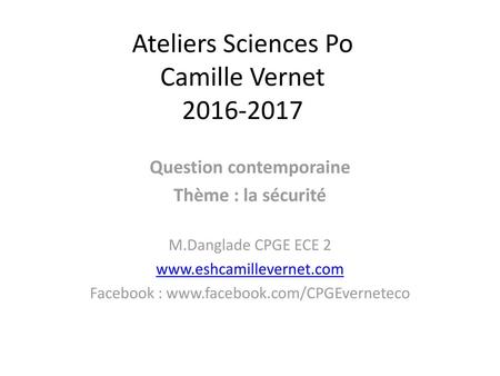 Ateliers Sciences Po Camille Vernet