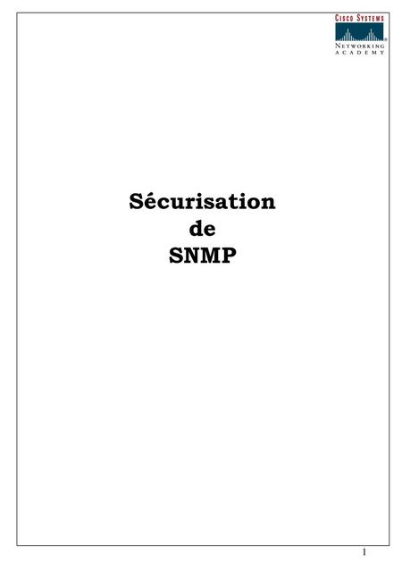 Sécurisation de SNMP.