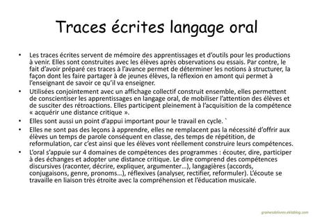 Traces écrites langage oral