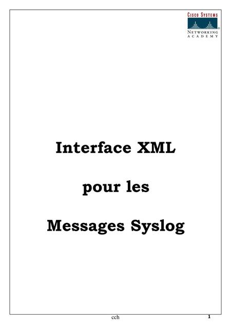 Interface XML pour les Messages Syslog