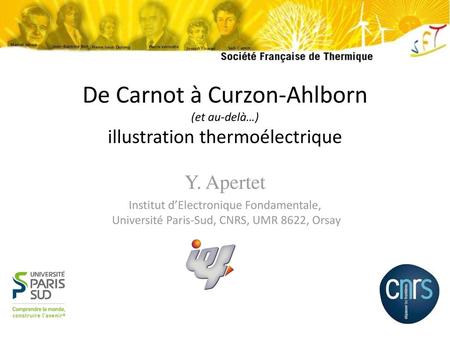 De Carnot à Curzon-Ahlborn (et au-delà…) illustration thermoélectrique