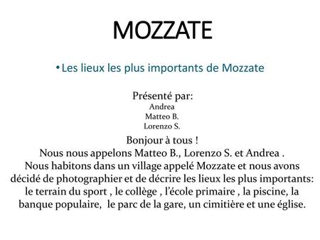Les lieux les plus importants de Mozzate