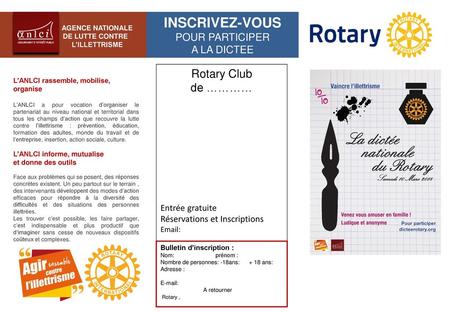 INSCRIVEZ-VOUS Rotary Club de ………… POUR PARTICIPER A LA DICTEE