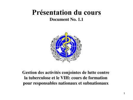 Présentation du cours Document No. 1.1
