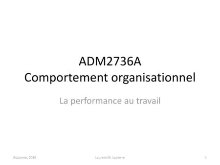 ADM2736A Comportement organisationnel