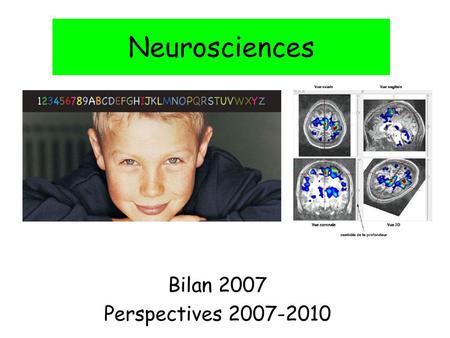 Neurosciences Bilan 2007 Perspectives 2007-2010.