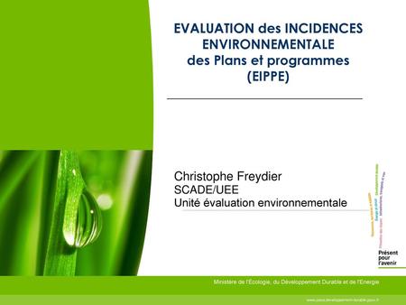 Christophe Freydier SCADE/UEE Unité évaluation environnementale