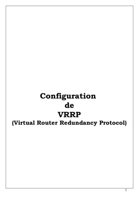 (Virtual Router Redundancy Protocol)