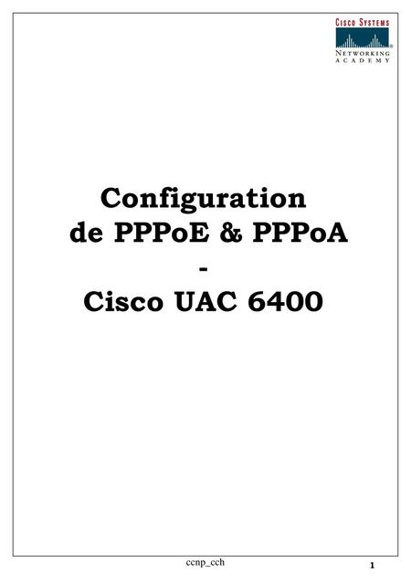 Configuration de PPPoE & PPPoA - Cisco UAC 6400