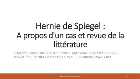 Hernie de Spiegel : A propos d'un cas et revue de la littérature